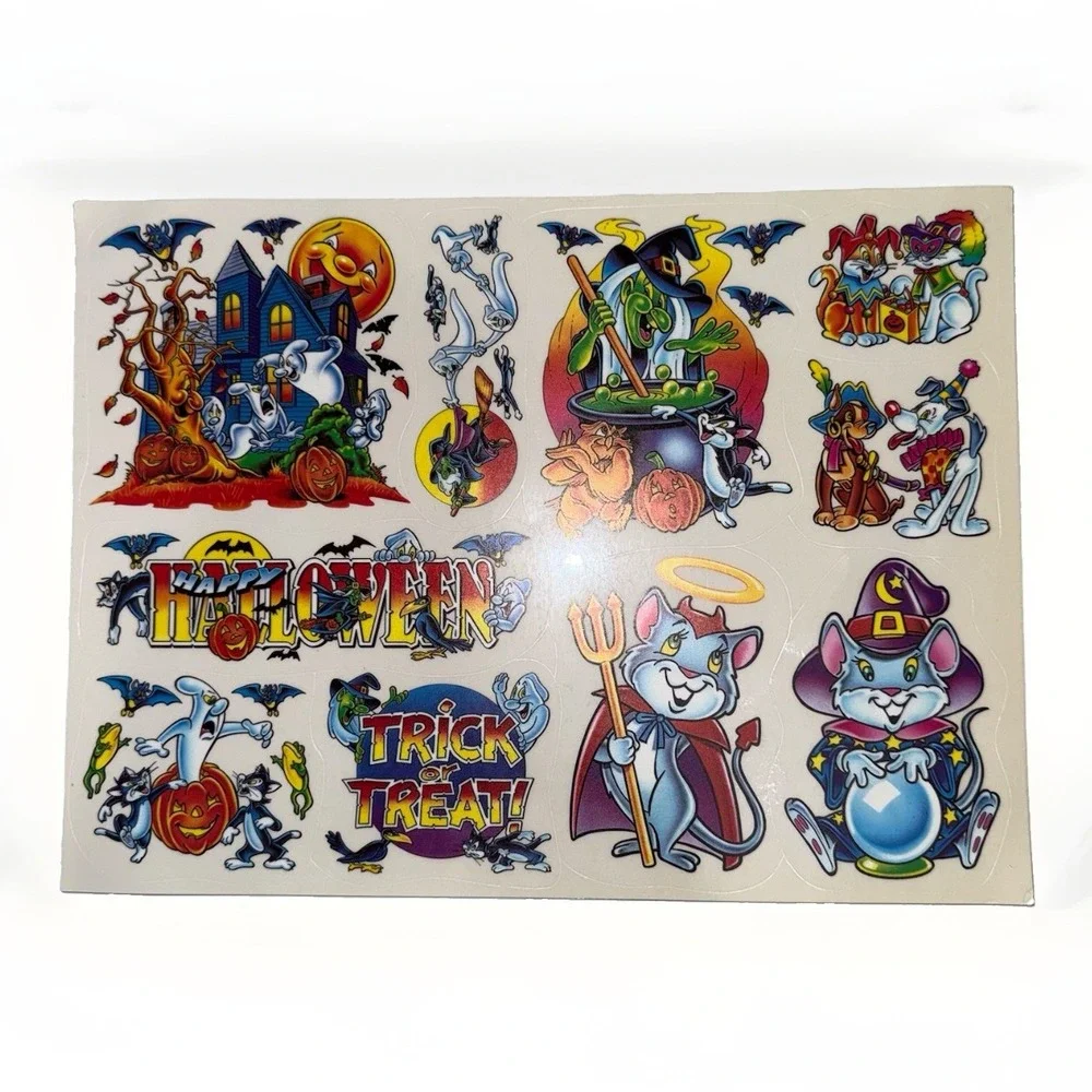 Vtg Super Signs Window Clings 12 Sheets NOS Christmas Halloween Holiday Decor